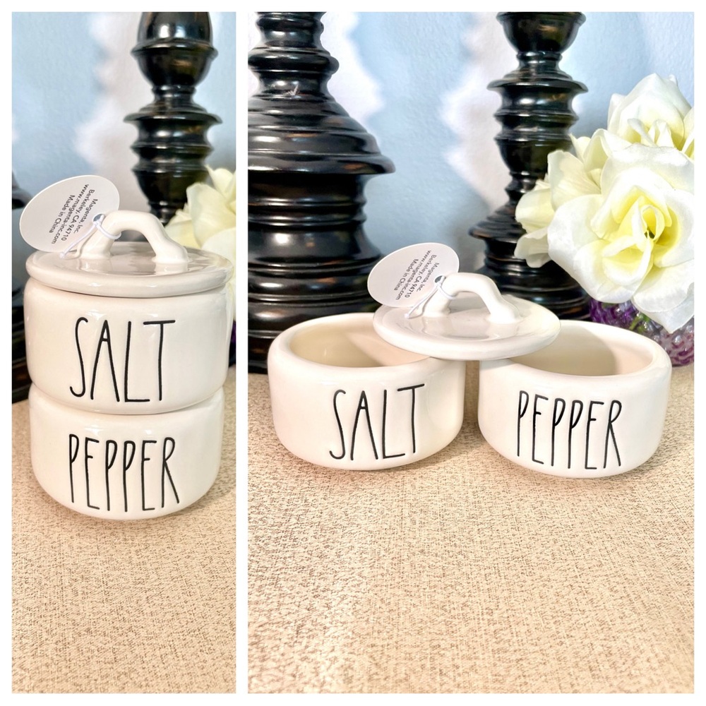 New Rae Dunn Ceramic Stackable SALT/PEPPER Cellars